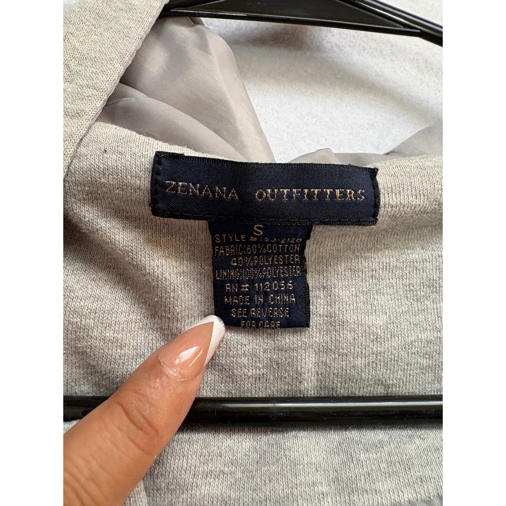 Zenana Outfitters Heather Gray Hooded Button Front Pea Coat Jacket Size S - Picture 6 of 9